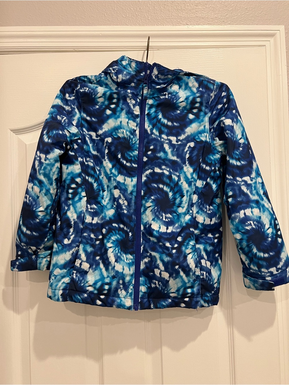 Lands' End Kids Blue Tie-Dye Zip Front Ski & Snow Jacket